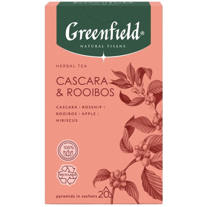 Чайный напиток ройбуш Greenfield Natural Tisane Cascara & Rooibos 20 пирамидок – выгодная цена – купить товар Чайный напиток ройбуш Greenfield Natural Tisane Cascara & Rooibos 20 пирамидок в интернет-магазине Комус