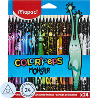 Карандаши цветные Maped Color'Peps Black Monster 24 карандаша 24 цвета  трёхгранные