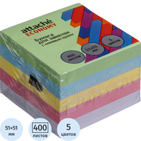 Стикеры Attache Economy 51x51 мм 5 цветов (1 блок на 400 листов)