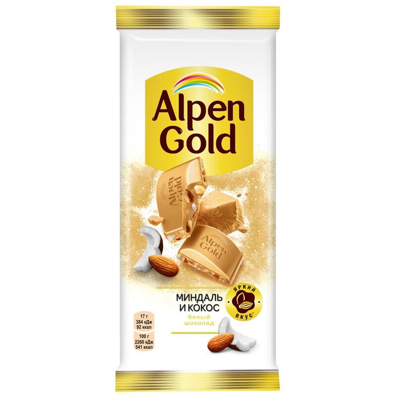 Плитка Alpen Gold миндаль и Кокос 100гр