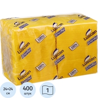 Салфетки бумажные Luscan Profi Pack 1-слойные 24х24 жёлтые (400 листов в  пачке)