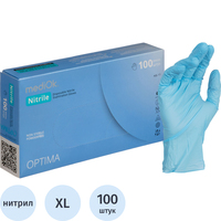 Перчатки медицинские смотровые нитриловые MediOk Nitrile Optima нестерильные неопудренные размер XL (9-10) голубые (50 пар/100 штук в упаковке)